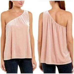 BOGO SALE FRENCH CONNECTION Aurore blush pink velvet one shoulder relaxed fit